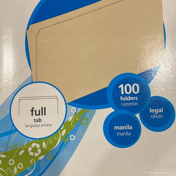 Office Max file folders omo 1886 full tab box of 100 - Picture 3 of 3